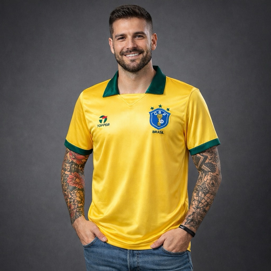 camisa retrô da Seleção Brasileira pré-Copa de 1994, usada no ciclo 1991–1993. - Imagem 3