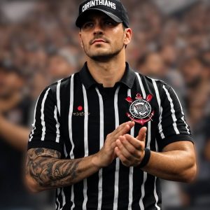 Camiseta Retrô Japão Corinthians Coimbra, gola polo listrada