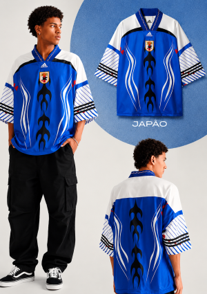 Camisa Retrô Japão Flame Edition 90s – Azul | Linha Premium Adidas